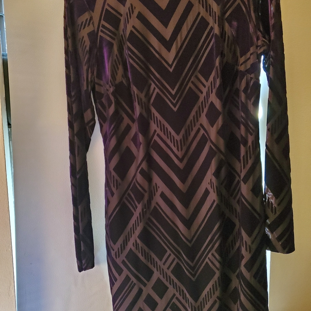 Vince Camuto purple  velvet long sleeved  dress
